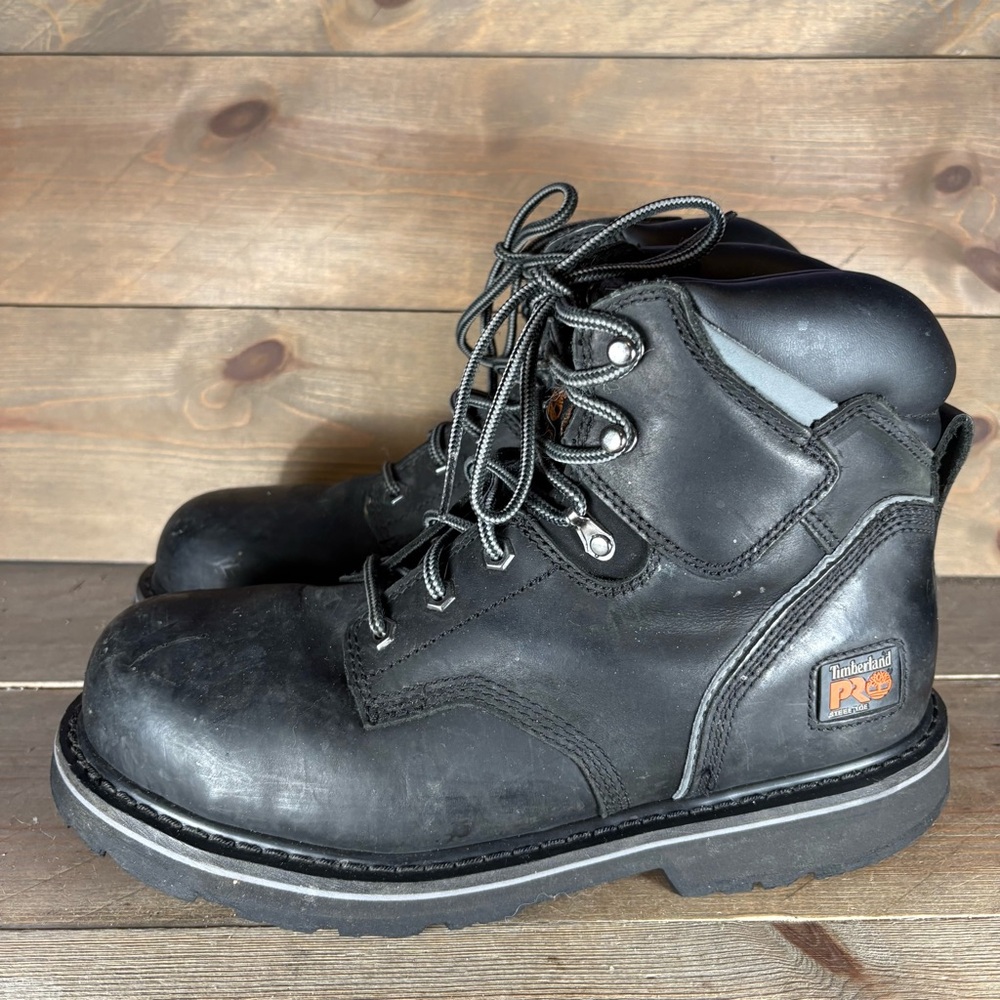 Timberland Pit Boss Mens Size 10 Shoes Black Leather Steel Toe